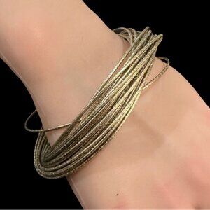 Gold-Tone Multi-Layer Metallic Wire Bangle Bracelet For Women